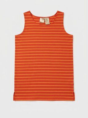EMMA JAMES - Bright Red & Orange Striped Tank Dress / Long Top – Size Medim